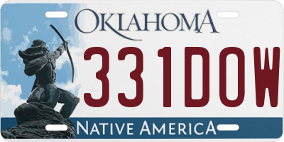 OK license plate 331DOW