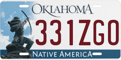 OK license plate 331ZGO