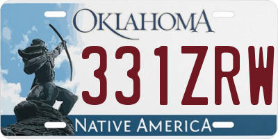 OK license plate 331ZRW