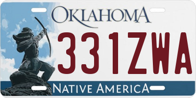 OK license plate 331ZWA