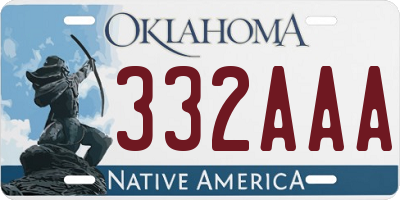 OK license plate 332AAA