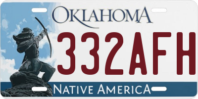 OK license plate 332AFH