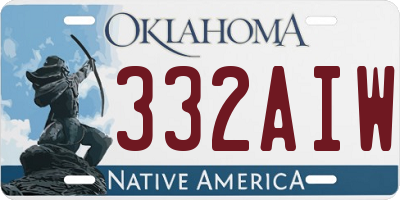 OK license plate 332AIW
