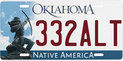 OK license plate 332ALT