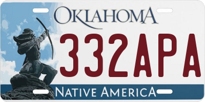 OK license plate 332APA