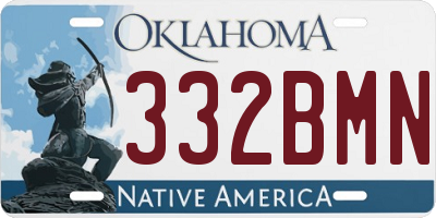 OK license plate 332BMN