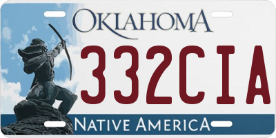 OK license plate 332CIA