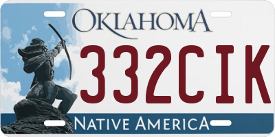 OK license plate 332CIK