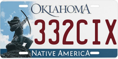 OK license plate 332CIX