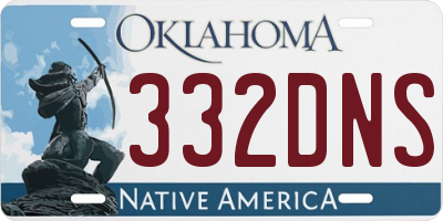 OK license plate 332DNS