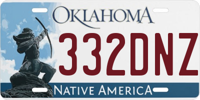 OK license plate 332DNZ
