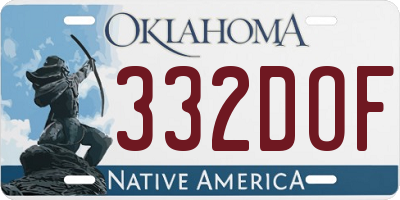 OK license plate 332DOF