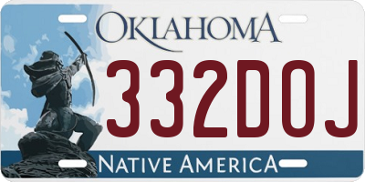 OK license plate 332DOJ