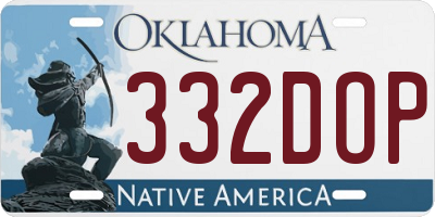 OK license plate 332DOP
