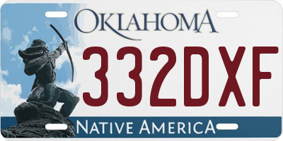 OK license plate 332DXF