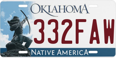 OK license plate 332FAW
