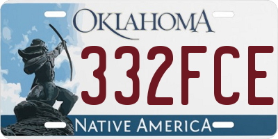 OK license plate 332FCE