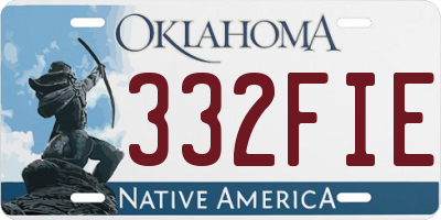 OK license plate 332FIE
