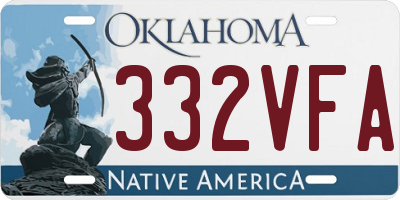 OK license plate 332VFA