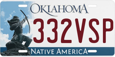 OK license plate 332VSP