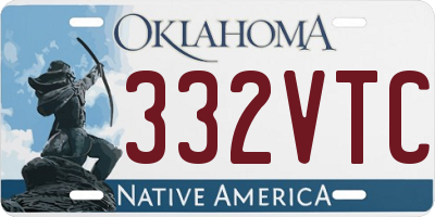 OK license plate 332VTC