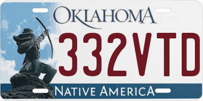 OK license plate 332VTD
