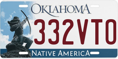 OK license plate 332VTO
