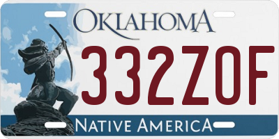 OK license plate 332ZOF