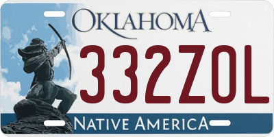 OK license plate 332ZOL