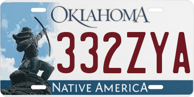 OK license plate 332ZYA