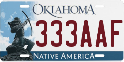 OK license plate 333AAF