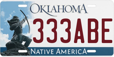 OK license plate 333ABE