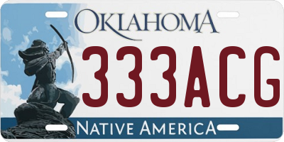 OK license plate 333ACG