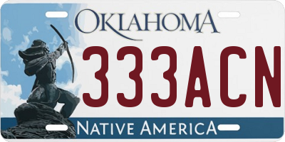 OK license plate 333ACN