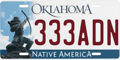 OK license plate 333ADN