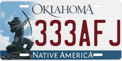 OK license plate 333AFJ