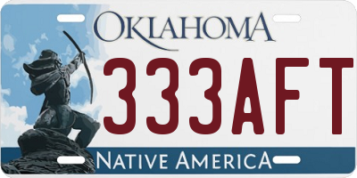 OK license plate 333AFT