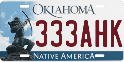 OK license plate 333AHK