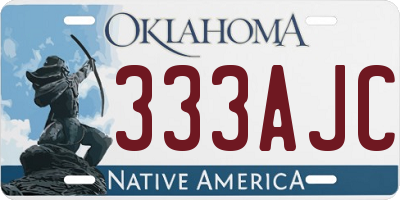 OK license plate 333AJC