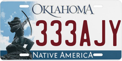 OK license plate 333AJY