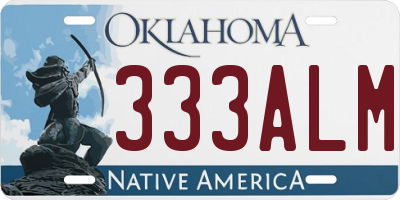 OK license plate 333ALM