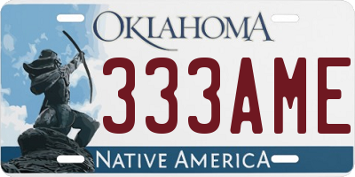 OK license plate 333AME