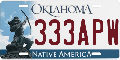OK license plate 333APW