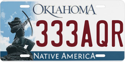 OK license plate 333AQR