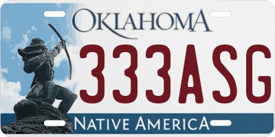 OK license plate 333ASG