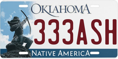 OK license plate 333ASH