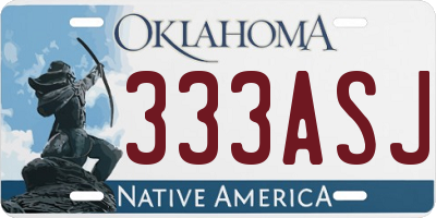 OK license plate 333ASJ