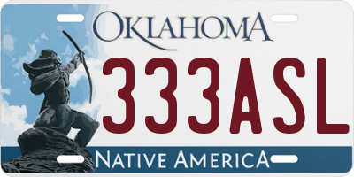 OK license plate 333ASL