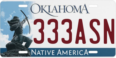 OK license plate 333ASN