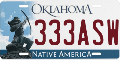 OK license plate 333ASW